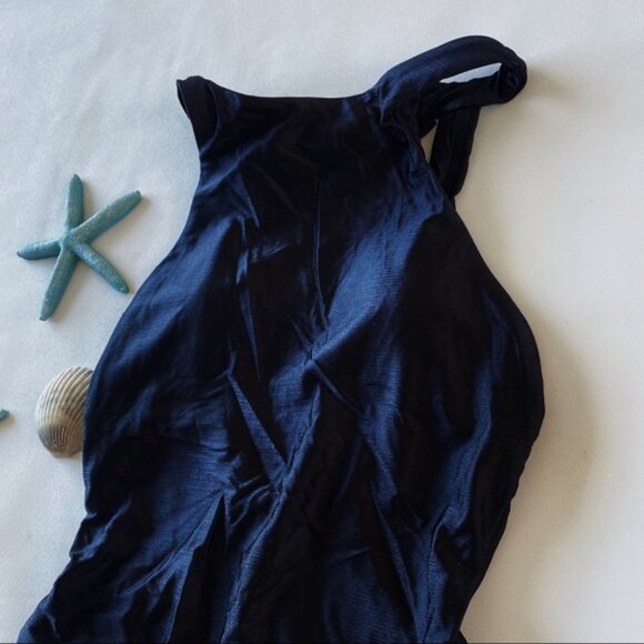 Anthropologie | High Neck One Piece Swimsuit Black Small Textured Plunge Back - Picture 5 of 16